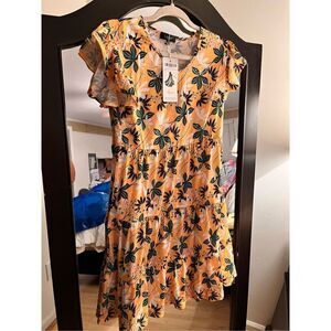 NEW Beach Cute Ruffle Sleeve Mini Sundress Flowy Tiered Babydoll S